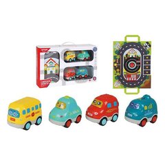 Машинки и дорожный коврик Jugatoys, цветные, 4 шт. цена и информация | Игрушки для мальчиков | kaup24.ee