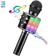 Karaoke lastele ja täiskasvanutele mõeldud lõbus mikrofon koos kõlarite ja salvestusega Micro SD USB Bluetooth must hind ja info | Mikrofonid | kaup24.ee