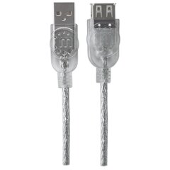 Kaabel Manhattan Hi-Speed USB Extension A-A M/F 4,5m hõbedane цена и информация | Кабели и провода | kaup24.ee