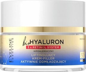 Активный укрепляющий крем для лица Eveline bioHyaluron 3xRetinol System 50+, 50 мл цена и информация | Кремы для лица | kaup24.ee