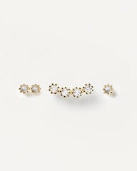 Асимметричные позолоченные серебряные серьги с блестящими цирконами Pdpaola Ocean Gold BU01-051-U цена и информация | Серьги | kaup24.ee