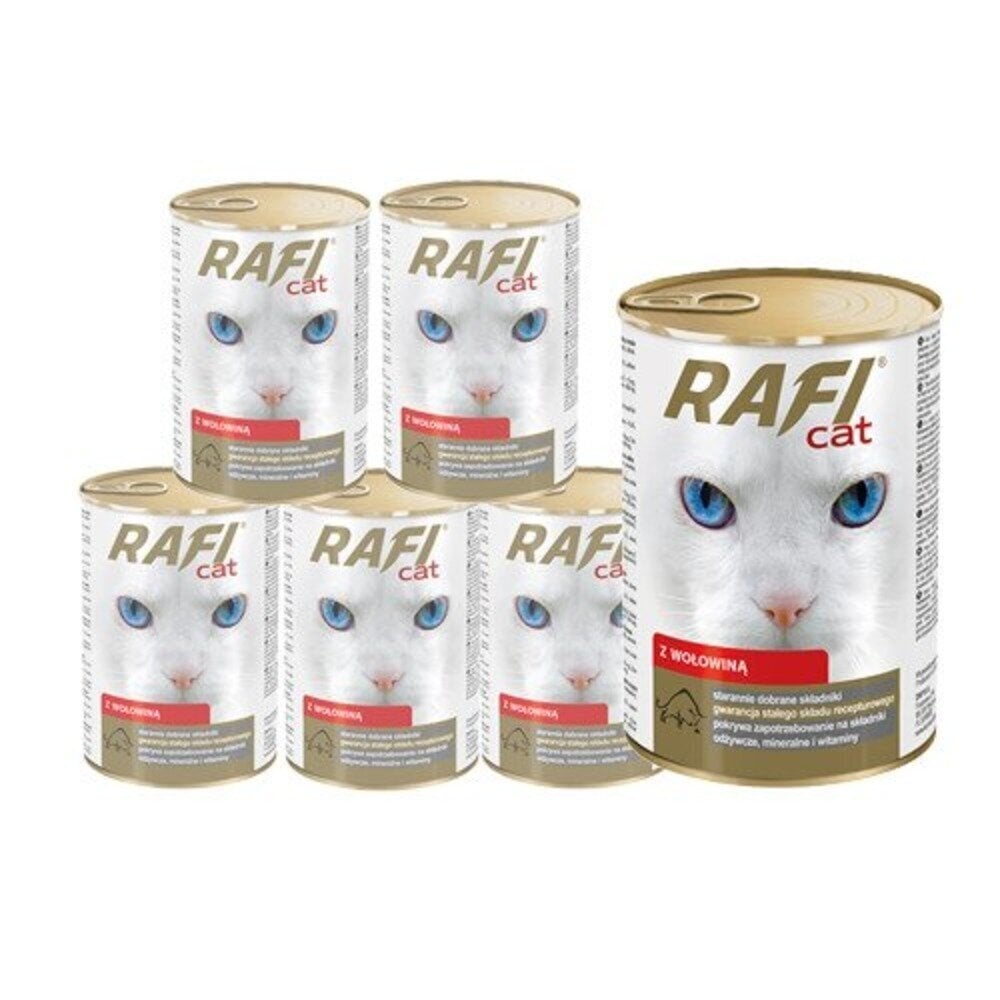 Konserv kassidele Rafi veiselihatükid kastmes, 415 g hind ja info | Konservid kassidele | kaup24.ee