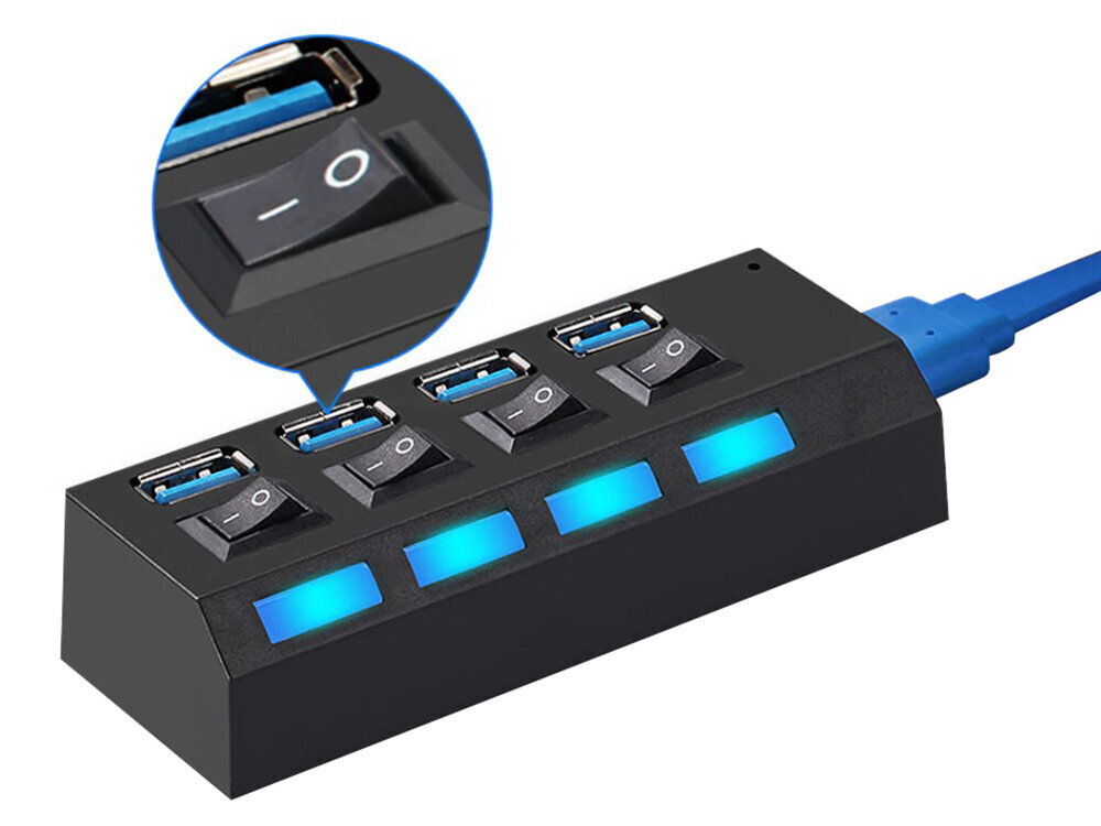 USB splitter lülititega 4X USB 3.0 hind ja info | USB jagajad, adapterid | kaup24.ee