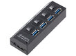 USB splitter lülititega 4X USB 3.0 hind ja info | USB jagajad, adapterid | kaup24.ee