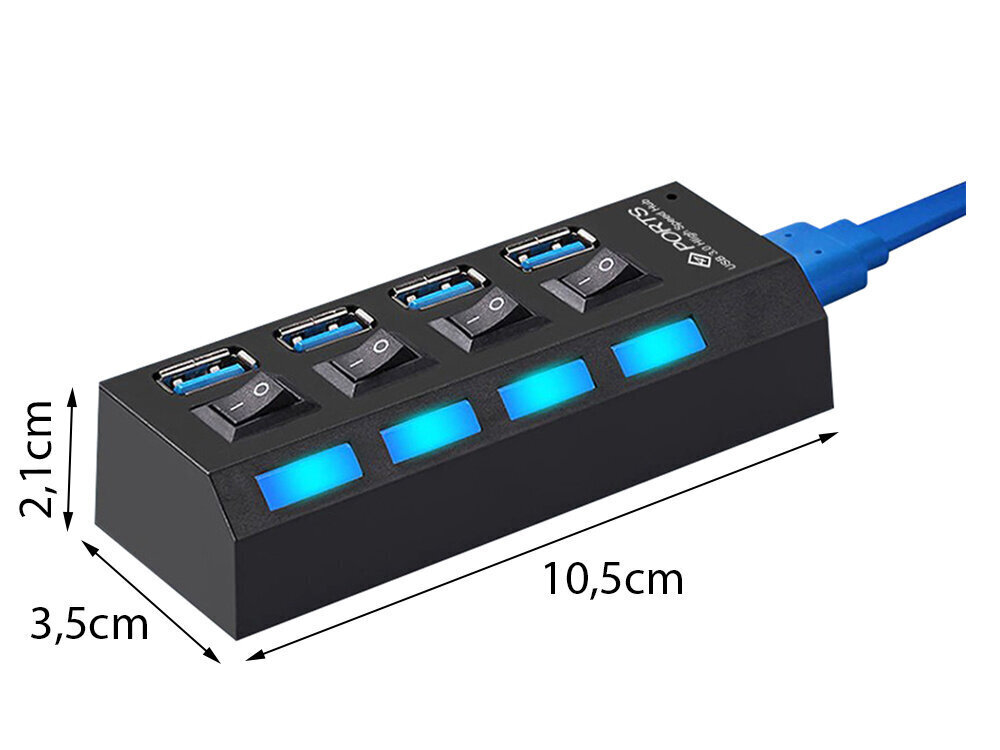 USB splitter lülititega 4X USB 3.0 hind ja info | USB jagajad, adapterid | kaup24.ee