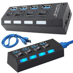 USB splitter lülititega 4X USB 3.0 hind ja info | USB jagajad, adapterid | kaup24.ee