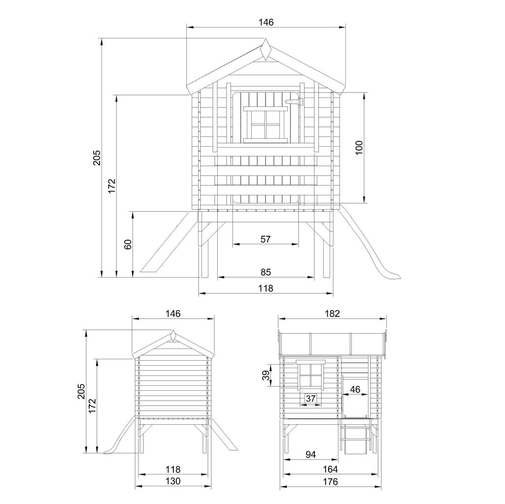 Timbela puitmaja liumäega M501C цена и информация | Mänguväljakud, mängumajad | kaup24.ee