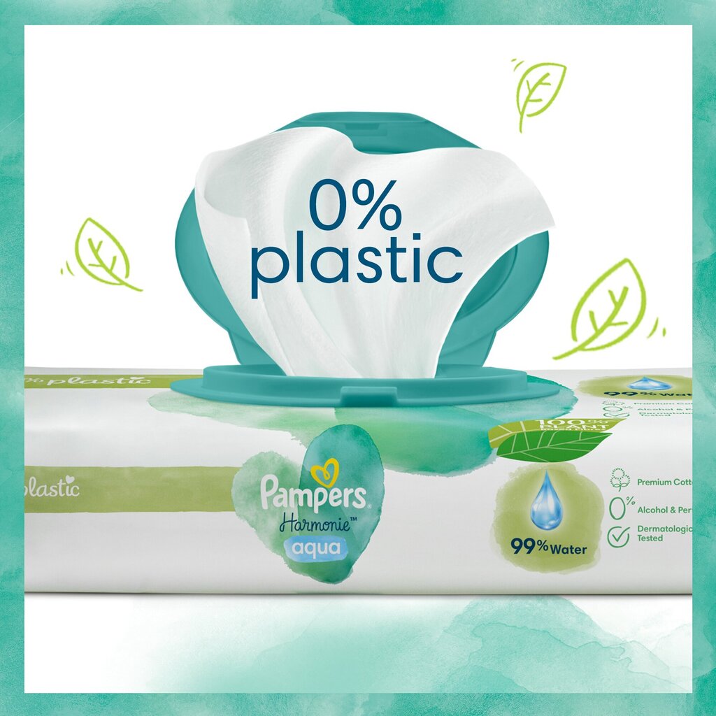 Niisked Beebisalvrätid Pampers Wipes Aqua Harmonie 720 tk, Plastic Free цена и информация | Niisked salvrätikud | kaup24.ee