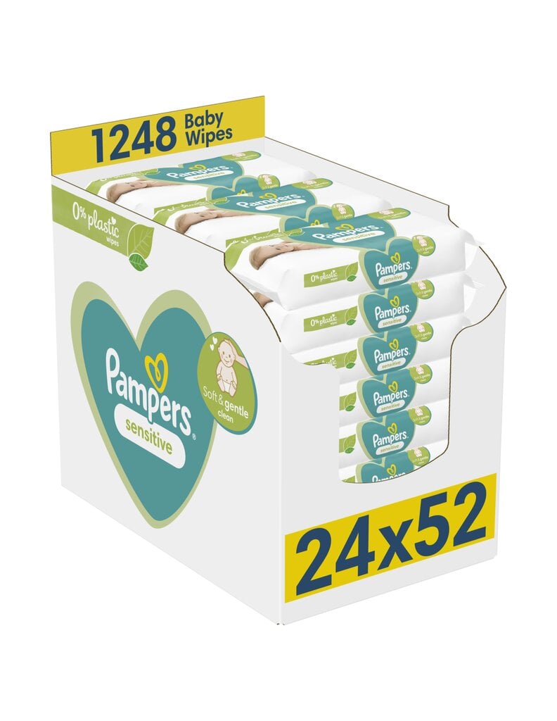 Niisked Beebisalvrätid Pampers Wipes Sensitive 1248 tk, Plastic Free hind ja info | Niisked salvrätikud | kaup24.ee