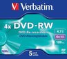 DVD-RW plaadid Verbatim Blank DVD-RW SERL 4.7GB 4x Extra protection, 5tk hind ja info | Vinüülplaadid, CD, DVD | kaup24.ee