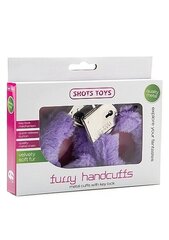 Metallist käerauad pehme karvkattega Shots Toys Furry Handcuffs, lilla цена и информация | БДСМ и фетиш | kaup24.ee