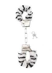 Metallist käerauad pehme karvkattega Shots Toys Furry Handcuffs, zebra muster цена и информация | БДСМ и фетиш | kaup24.ee