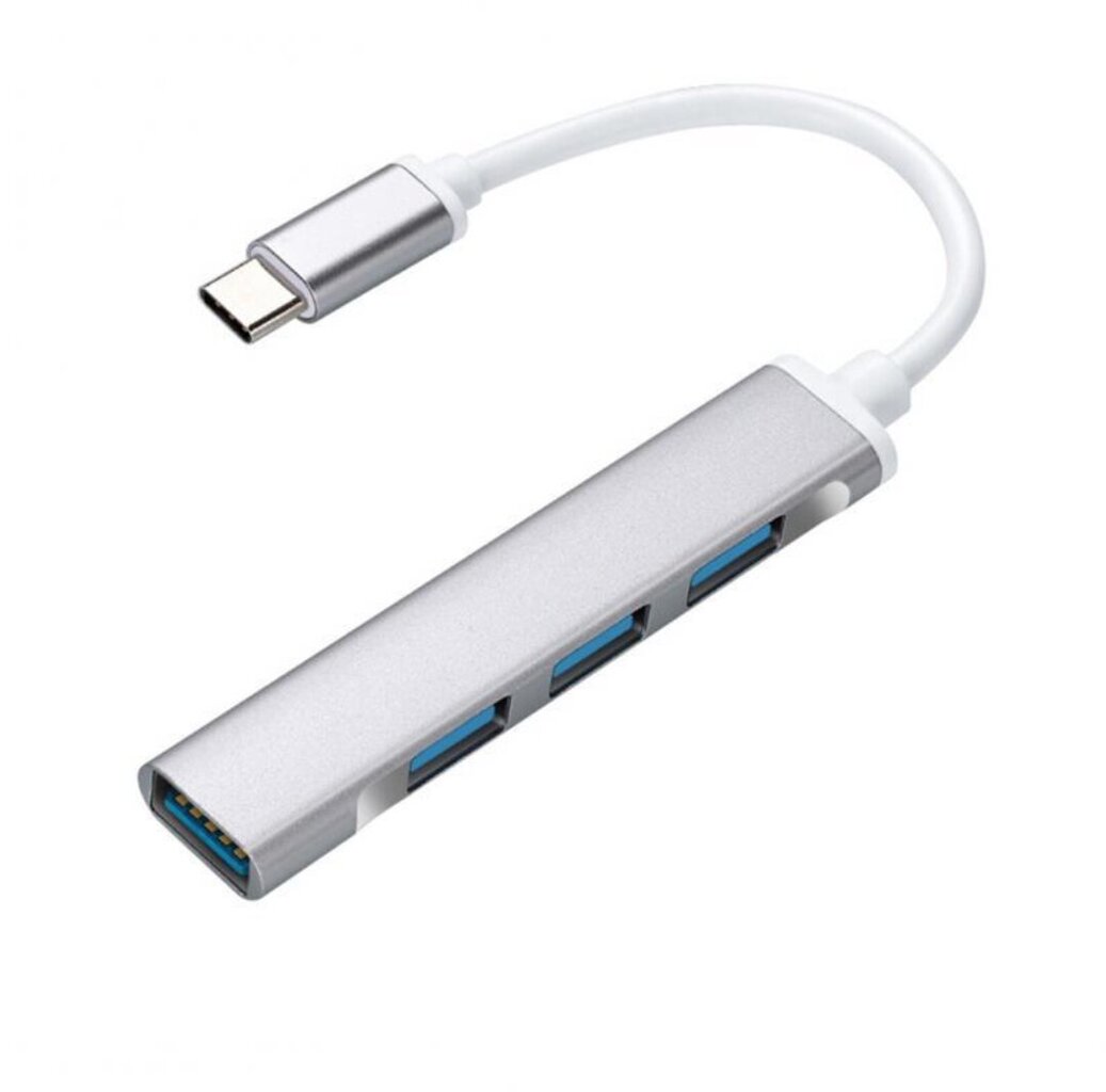 Adapter USB-C nelja USB 3.0 pistikuga, hall ja valge цена и информация | USB jagajad, adapterid | kaup24.ee