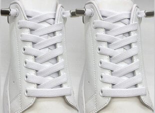 Эластичные плоские шнурки 10 мм 100 см с металлическими фиксаторами, цвет белый цена и информация | Уход за одеждой и обувью | kaup24.ee