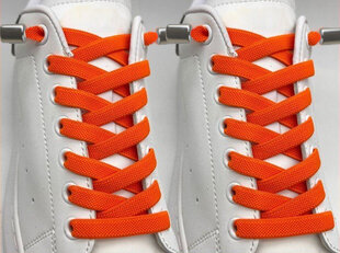 Эластичные плоские шнурки 10 мм 100 см с металлическими фиксаторами, цвет оранжевый цена и информация | Уход за одеждой и обувью | kaup24.ee