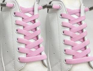 Эластичные плоские шнурки 10 мм 80 см с металлическими фиксаторами, цвет розовый цена и информация | Уход за одеждой и обувью | kaup24.ee
