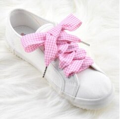 Широкие шнурки в клетку 20 мм 80 см, цвет розовый цена и информация | Уход за одеждой и обувью | kaup24.ee