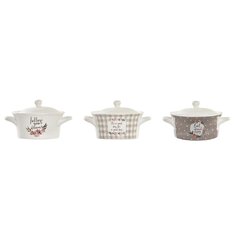 Чашка с крышкой DKD Home Decor Фарфор Bone China (16,5 x 13 x 9 см) (3 штук) цена и информация | Кастрюли, скороварки | kaup24.ee