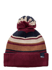 Müts poistele Jack Wolfskin Pompom Beanie Kids Dark Ruby hind ja info | Poiste mütsid, sallid, kindad | kaup24.ee