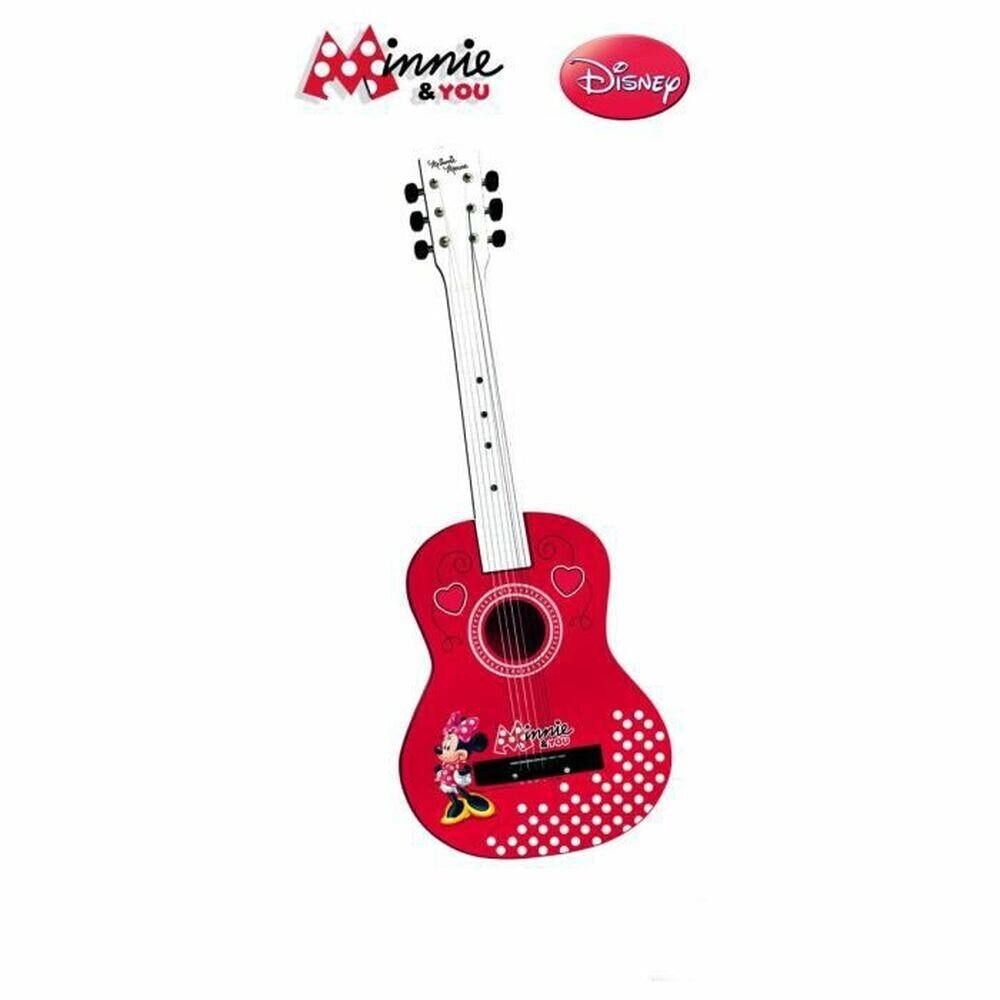 Laste kitarr Minnie Mouse, punane, puidust hind ja info | Arendavad mänguasjad | kaup24.ee