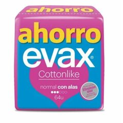 Normal pesukaitsmed tiibadega Evax Cottonlike 64 tk. hind ja info | Tampoonid, hügieenisidemed, menstruaalanumad | kaup24.ee