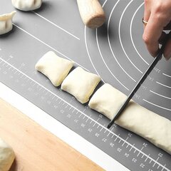 Köögilaua komplekt toiduvalmistamiseks - silikoonmatt taignale, pitsa, taignarull, nuga hind ja info | Köögitarbed | kaup24.ee