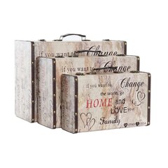 Набор декоративных ящичков DKD Home Decor Любовь Полотно Деревянный (3 pcs) цена и информация | Ящики для вещей | kaup24.ee