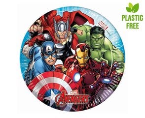 Ühekordsed papptaldrikud 19.5 cm, 8 tk "Mighty Avengers" 93485 hind ja info | Ühekordsed nõud | kaup24.ee