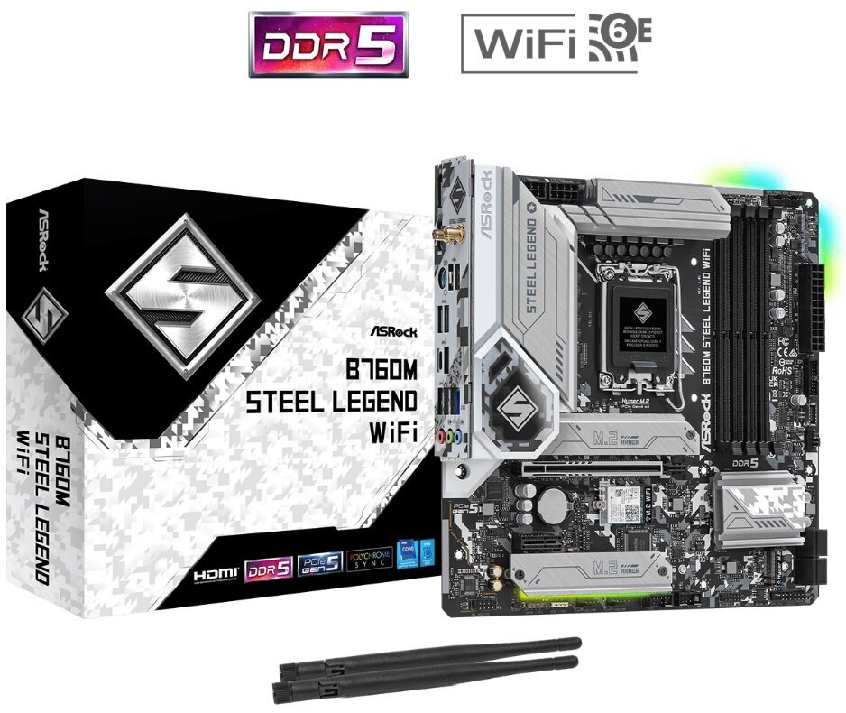 ASRock B760M Steel Legend WiFi, Micro ATX, LGA1700, DDR5 hind ja info | Emaplaadid | kaup24.ee