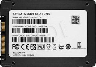 ADATA Ultimate SU700 (ASU700SS-480GT-C), 480GB цена и информация | Внутренние жёсткие диски (HDD, SSD, Hybrid) | kaup24.ee