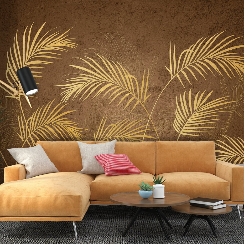 Seinamaalingud – moodsad kuldsed palmilehed 2 hind ja info | Fototapeedid | kaup24.ee