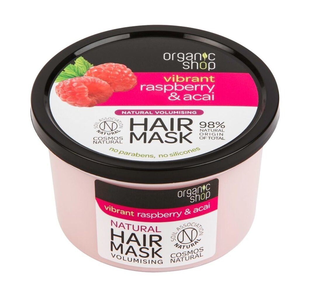 Kohevust andev juuksemask Organic Shop Raspberry & acai, 250 ml цена и информация | Maskid, õlid, seerumid | kaup24.ee