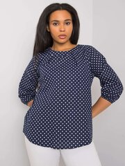 Блузка больших размеров темно-синего цвета в горошек. цена и информация | Женские блузки, рубашки | kaup24.ee