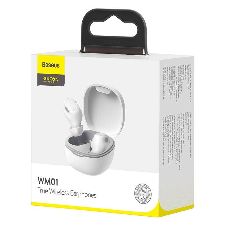 Wireless headphones Baseus Encok WM01, Bluetooth 5.0 (white) hind ja info | Kõrvaklapid | kaup24.ee