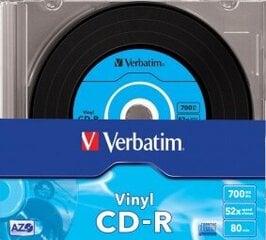 Matricas CD-R AZO Verbatim 700MB Vinyl 1x-52x, 10 Pack Slim hind ja info | Vinüülplaadid, CD, DVD | kaup24.ee