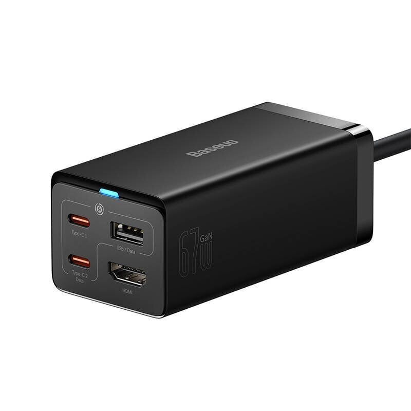 Baseus GaN5 Pro wall charger 2xUSB-C + USB + HDMI, 67W (black) hind ja info | USB jagajad, adapterid | kaup24.ee