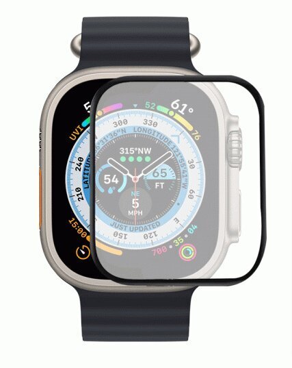 Fusion Nano 9H karastatud klaas kaetud Apple Watch Ultra 49mm must цена и информация | Nutikellade ja nutivõrude tarvikud | kaup24.ee