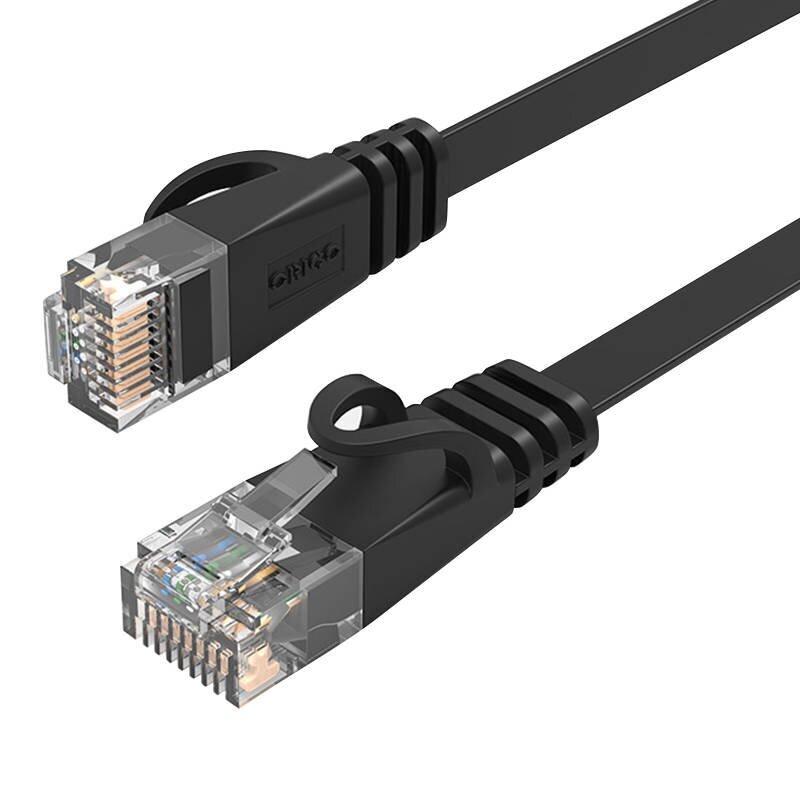 Orico RJ45 Cat.6 Flat Ethernet Network Cable 10m (Black) цена и информация | Kaablid ja juhtmed | kaup24.ee