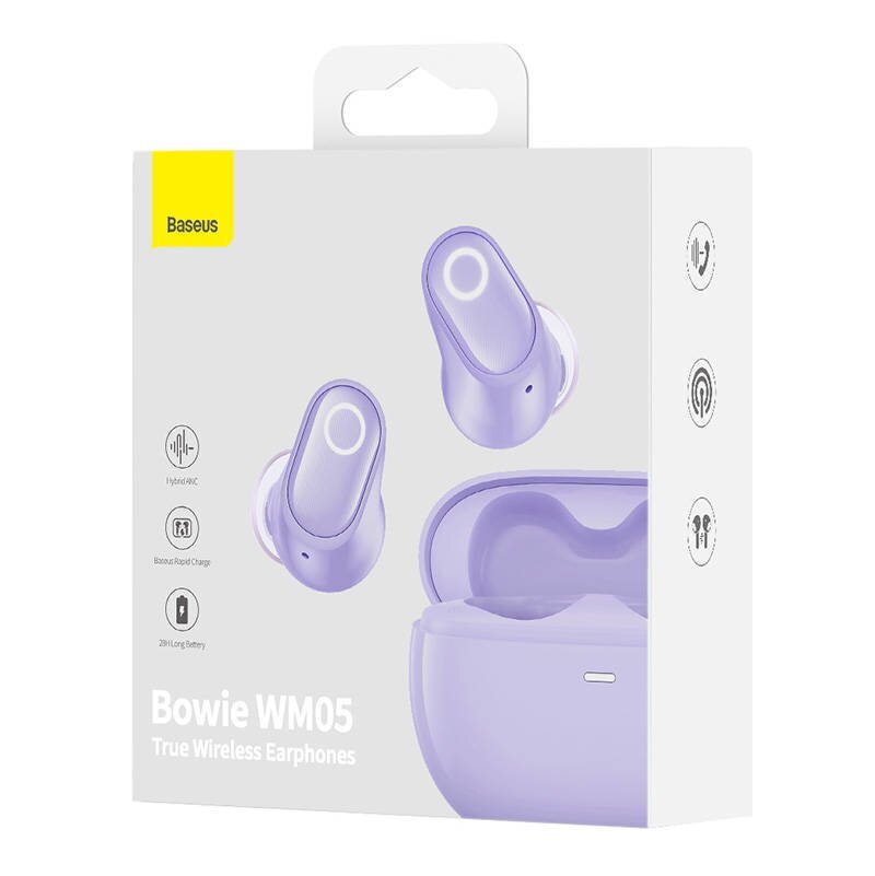 Wireless headphones Baseus Bowie WM05 TWS, Bluetooth 5.0 (purple) hind ja info | Kõrvaklapid | kaup24.ee