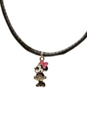 Minnie Mouse Charm kaelakee punutud musta nahast nööriga reguleeritava pikkusega lukuga цена и информация | Украшения на шею | kaup24.ee