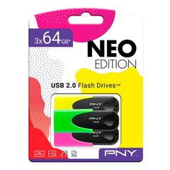 PNY Sort Multifarvet 64 GB USB 2.0 цена и информация | USB накопители | kaup24.ee