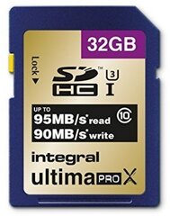 Integral UltimaPro X SDHC 32GB 95 / 90MB 10 UHS-I U3 hind ja info | integral Mobiiltelefonid, foto-, videokaamerad | kaup24.ee
