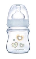 Laia kaelaga lutipudel CANPOL Easy Start Newborn Anti-colic 120ml 35/216, beige hearts цена и информация | Бутылочки и аксессуары | kaup24.ee