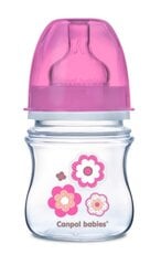 Laia kaelaga lutipudel CANPOL Easy Start Newborn Anti-colic 120ml 35/216, pink flowers hind ja info | Lutipudelid ja aksessuaarid | kaup24.ee