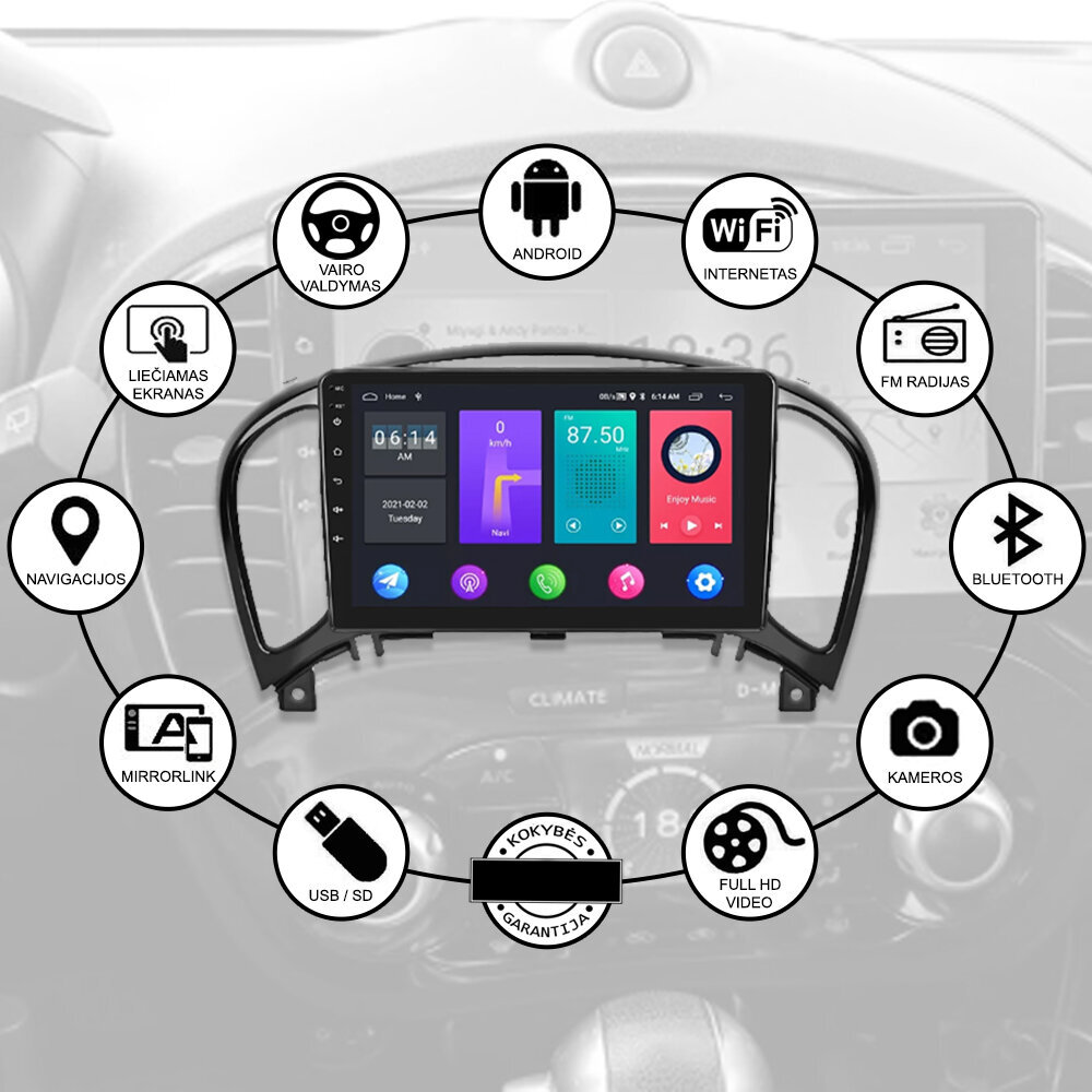 Android Multimedia Nissan Juke YF 2010-14 цена и информация | Autoraadiod, multimeedia | kaup24.ee