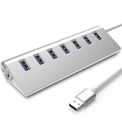 Разветвитель портов для компьютера HUB 7 x USB 3.0, вспомогательный порт питания для Windows, MacOs, Linux цена и информация | Адаптеры и USB-hub | kaup24.ee