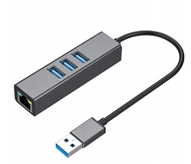 Adapter HUB 3.0 , 3 USB 3.0 porti + Ethernet RJ45 Gigabit 1000 MB Windowsile, MacOs, Linuxile цена и информация | Адаптеры и USB-hub | kaup24.ee