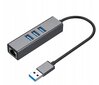 Adapter HUB 3.0 , 3 USB 3.0 porti + Ethernet RJ45 Gigabit 1000 MB Windowsile, MacOs, Linuxile hind ja info | USB jagajad, adapterid | kaup24.ee
