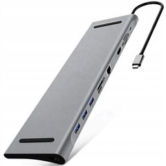 CO2 arvuti adapter, 10in1 USB-C Gigabit RJ-45 HDMI 4K HUB Macbook M1 0107 jaoks hind ja info | USB jagajad, adapterid | kaup24.ee