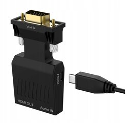 CO2 arvuti adapter, VGA D-SUB HDMI konverter, heliga 0109 hind ja info | USB jagajad, adapterid | kaup24.ee